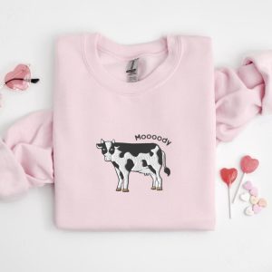 embroidered cow sweatshirt moooody cow crewneck embroidered cow sweater for cow lovers 1 3.jpeg