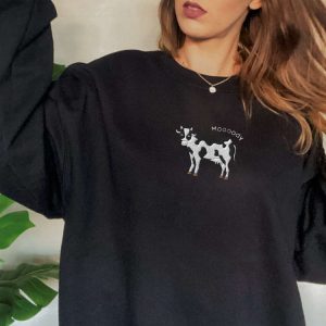 embroidered cow sweatshirt moooody cow crewneck embroidered cow sweater for cow lovers 1 4.jpeg