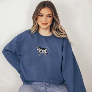 embroidered cow sweatshirt moooody cow crewneck gift for cow lovers 1 1.jpeg