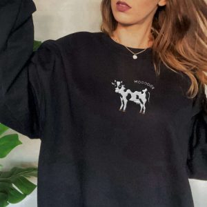 embroidered cow sweatshirt moooody cow crewneck gift for cow lovers 1 5.jpeg