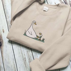 embroidered crewneck sweatshirt silly goose sweatshirt flower sweatshirt funny sweatshirt gifts for friend gift for her duck and daisy 1.jpeg