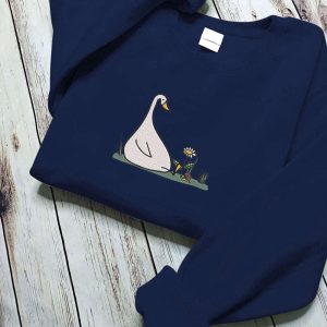 embroidered crewneck sweatshirt silly goose sweatshirt flower sweatshirt funny sweatshirt gifts for friend gift for her duck and daisy 2.jpeg