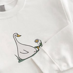 embroidered crewneck sweatshirt silly goose sweatshirt flower sweatshirt funny sweatshirt gifts for friend gift for her duck and daisy 3.jpeg