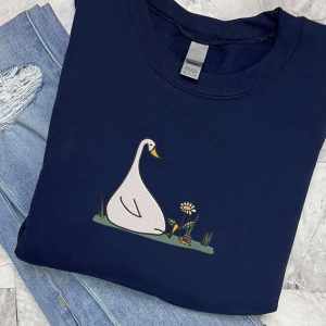 embroidered crewneck sweatshirt silly goose sweatshirt flower sweatshirt funny sweatshirt gifts for friend gift for her duck and daisy.jpeg