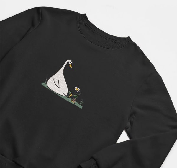 Embroidered Crewneck Sweatshirt, Silly Goose Sweatshirt, Flower Sweatshirt For Family