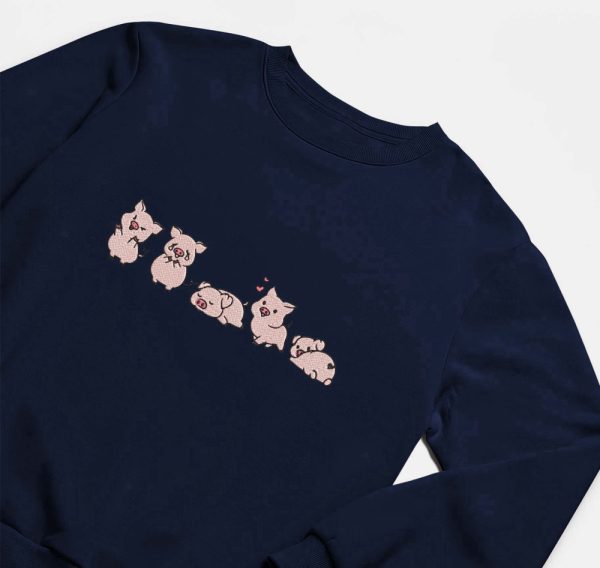 Embroidered Cute Pigs Sweatshirt, Pig Lover Sweatshirt, Gift for Pig Owner