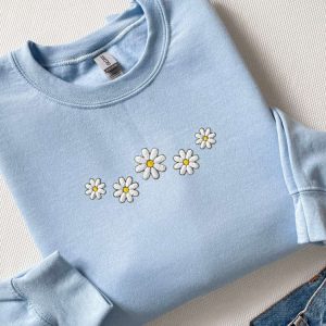 Embroidered Floral Daisy Sweatshirt, Embroidered Daisy…