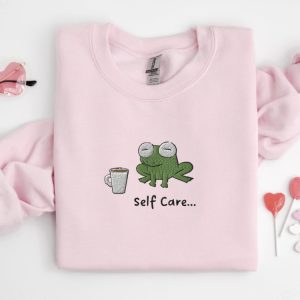 embroidered funny frog self care frog sweatshirt best gift for family 1.jpeg