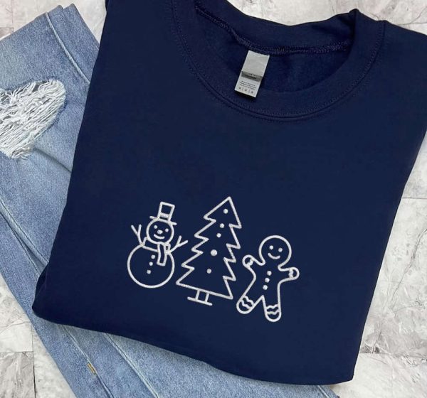 Embroidered Gingerbread Cookies Sweatshirt, Christmas Gift Embroidery Sweater