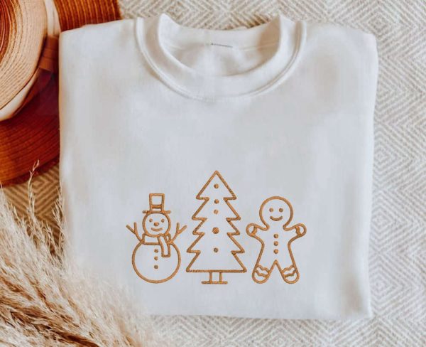 Embroidered Gingerbread Cookies Sweatshirt, Christmas Gift Embroidery Sweater