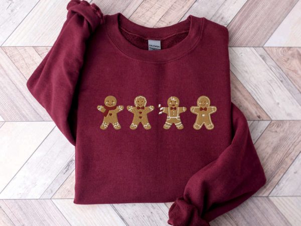 Embroidered Gingerbread Cookies Sweatshirt, Gingerbread Embroidered Sweater, Xmas Gift