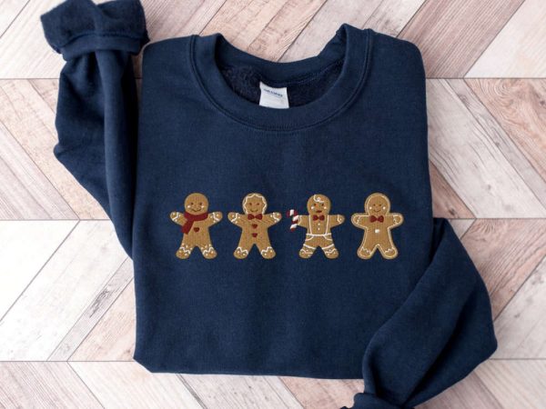 Embroidered Gingerbread Cookies Sweatshirt, Gingerbread Embroidered Sweater, Xmas Gift