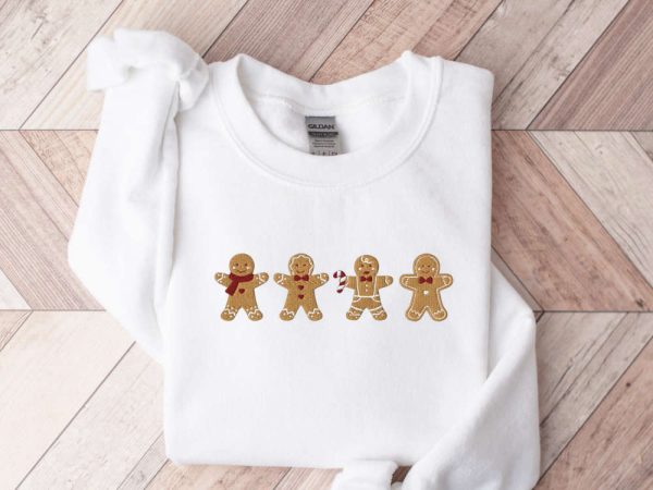 Embroidered Gingerbread Cookies Sweatshirt, Gingerbread Embroidered Sweater, Xmas Gift