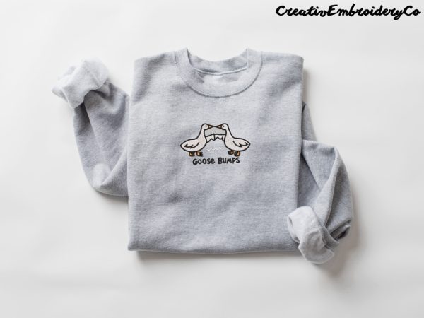 Embroidered Goose Bumps Sweatshirts, Goose Bumps Embroidery Crewneck For Family