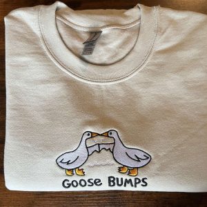 embroidered goose bumps sweatshirts goose bumps embroidery crewneck funny sweatshirts unisex goose embroidered animal crewneck 5.jpeg