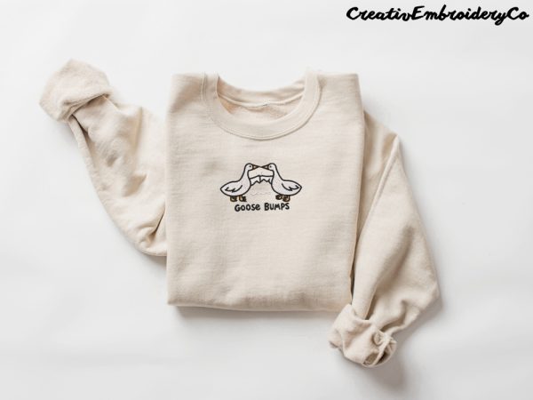 Embroidered Goose Bumps Sweatshirts, Goose Bumps Embroidery Crewneck For Family