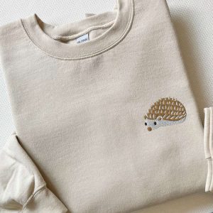 embroidered hedgehog sweatshirt funny animal shirt hedgehog shirt cottagecore sweatshirt summer shirt animal sweatshirt gift for her 2.jpeg