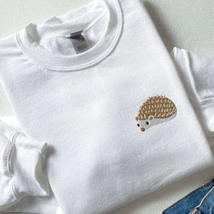 embroidered hedgehog sweatshirt funny animal shirt hedgehog shirt cottagecore sweatshirt summer shirt animal sweatshirt gift for her.jpeg