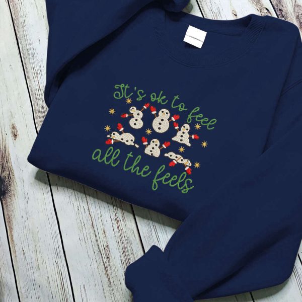 Embroidered Mental Health Sweatshirt, It’s Ok To Feel All the Feels, Christmas Gift