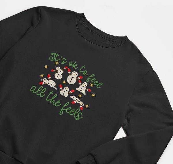 Embroidered Mental Health Sweatshirt, It’s Ok To Feel All the Feels, Christmas Gift