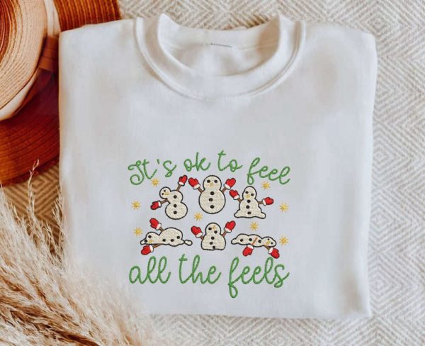 Embroidered Mental Health Sweatshirt, It’s Ok To Feel All the Feels, Christmas Gift