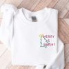 Embroidered Merry and Bright Christmas Tree Sweatshirt, Gift For Christmas