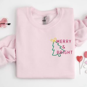 embroidered merry and bright christmas tree sweatshirt gift for christmas 1 5.jpeg