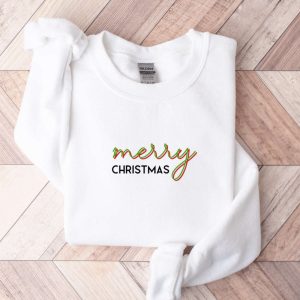 Embroidered Merry Christmas Crewneck Sweatshir 2D…