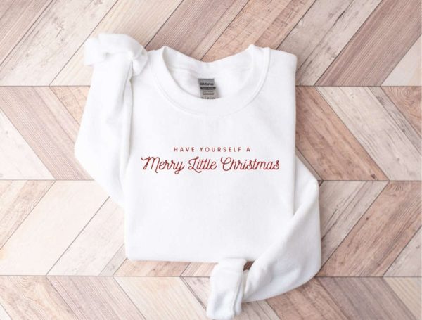 Embroidered Merry Christmas Sweatshirt, Merry And Bright Christmas Sweater For Family