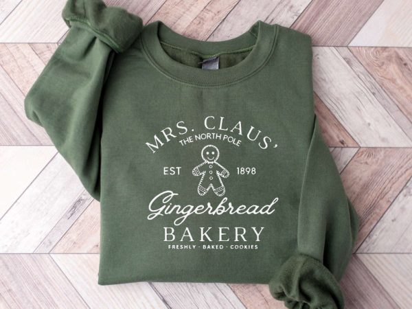 Embroidered Mrs Claus Gingerbread Christmas Sweatshirt, Gift For Christmas