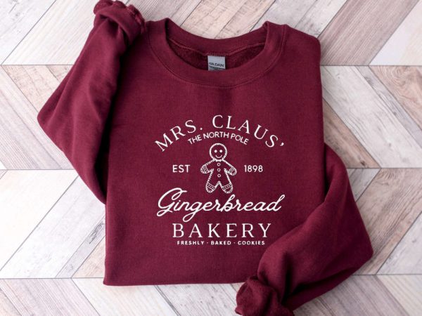 Embroidered Mrs Claus Gingerbread Christmas Sweatshirt, Gift For Christmas