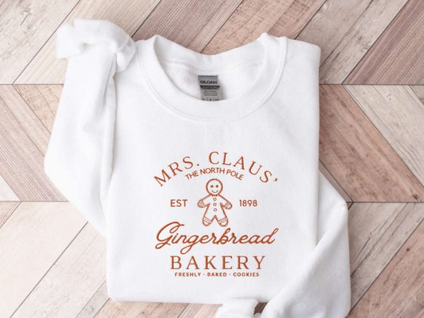 Embroidered Mrs Claus Gingerbread Christmas Sweatshirt, Gift For Christmas