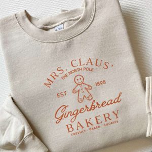 Embroidered Mrs Claus Gingerbread Christmas Sweatshirt,…