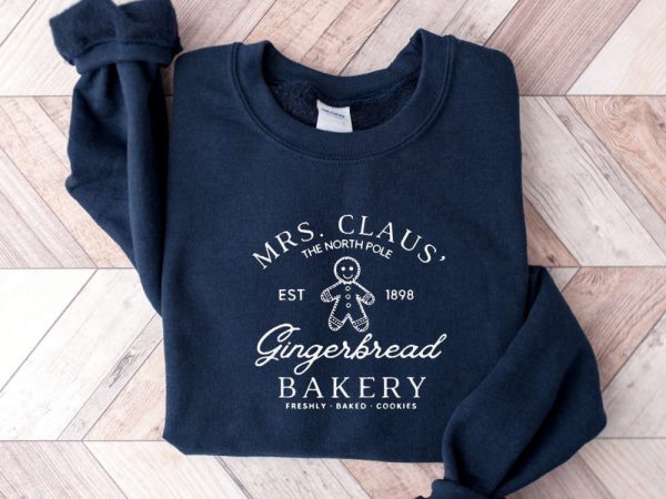 Embroidered Mrs Claus Gingerbread Christmas Sweatshirt, Gift For Christmas