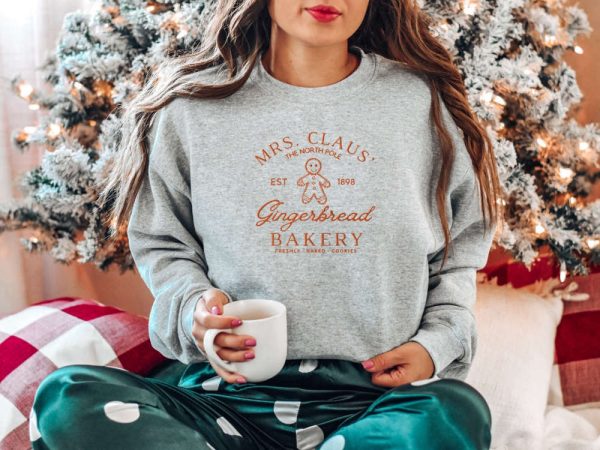 Embroidered Mrs Claus Gingerbread Christmas Sweatshirt, Gift For Christmas