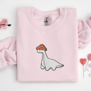 embroidered mushroom dinosaur sweatshirt mushroom dinosaur shirt for christmas 1 1.jpeg