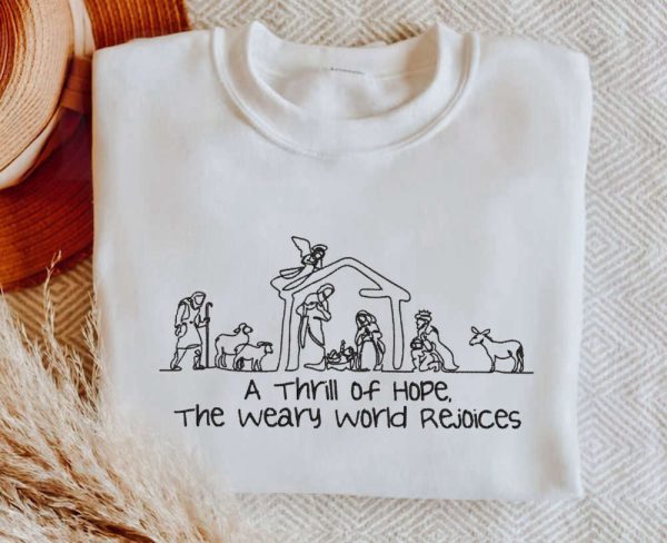 Embroidered Nativity Sweatshirt, Nativity Scene Sweater Gift For Christmas