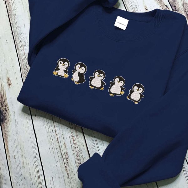 Embroidered Penguin Sweatshirt, Animal Crewneck, Gift For Penguin Lover