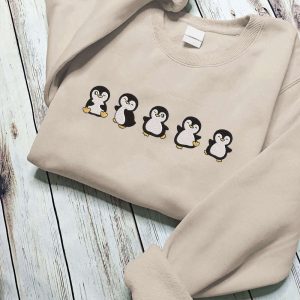 embroidered penguin sweatshirt animal crewneck gift for penguin lover animal lover sweatshirt cute penguins crewneck fun outfit 2.jpeg