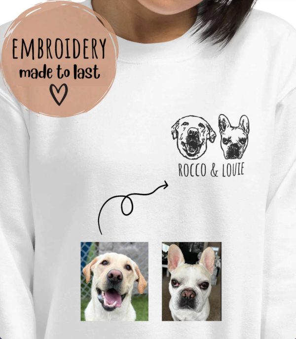 Embroidered Pet Portrait Embroidered Sweatshirt 2D Crewneck Sweatshirt For Pet Lover