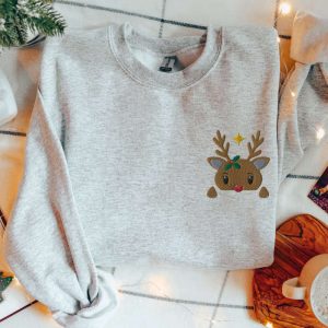 embroidered red nosed reindeer sweatshirt cute christmas reindeer sweater xmas holiday gift winter wonder pullover christmas crewneck.jpeg