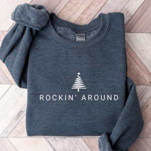 embroidered rockin around the christmas tree sweatshirt merry xmas shirt gift 1.jpeg