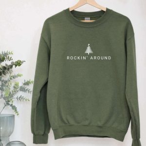 embroidered rockin around the christmas tree sweatshirt merry xmas shirt gift 2.jpeg