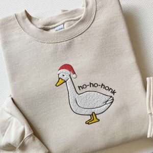 Embroidered Santa Goose Sweatshirt, Christmas Goose…