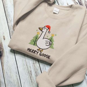 embroidered silly goose christmas sweatshirt merry goose crewneck cute festive goose crew neck silly goose university silly goose shirt 1.jpeg