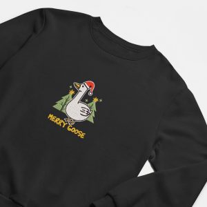 embroidered silly goose christmas sweatshirt merry goose crewneck cute festive goose crew neck silly goose university silly goose shirt 3.jpeg