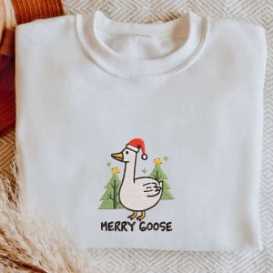 embroidered silly goose christmas sweatshirt merry goose crewneck cute festive goose crew neck silly goose university silly goose shirt.jpeg