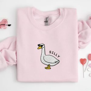 embroidered silly goose sweatshirt goose sunglasses crewneck sweatshirt for family.jpeg