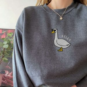 embroidered silly goose sweatshirt goose sunglasses crewneck sweatshirt for family 5.jpeg