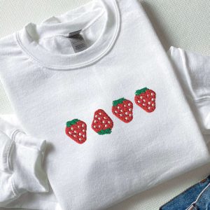 embroidered strawberry sweatshirt vintage strawberry comfort colors tee for family.jpeg